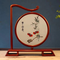 Suzhou embroidery finely polished pure handmade rosewood double-sided embroidery ornament Everything goes as you wish Chinese style craft gift