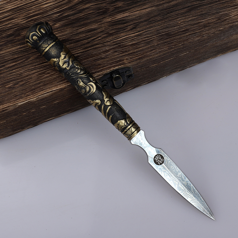 Eternal Lotus Copper Handle Tea Sword Cheng Jianfen Intangible Cultural Heritage Culture Prying Tea Knife Tea Ceremony Household Tea Set Unbladed