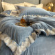 European style high-end thickened milk velvet bed four-piece set warm coral velvet sheets and quilt cover luxury bedding products