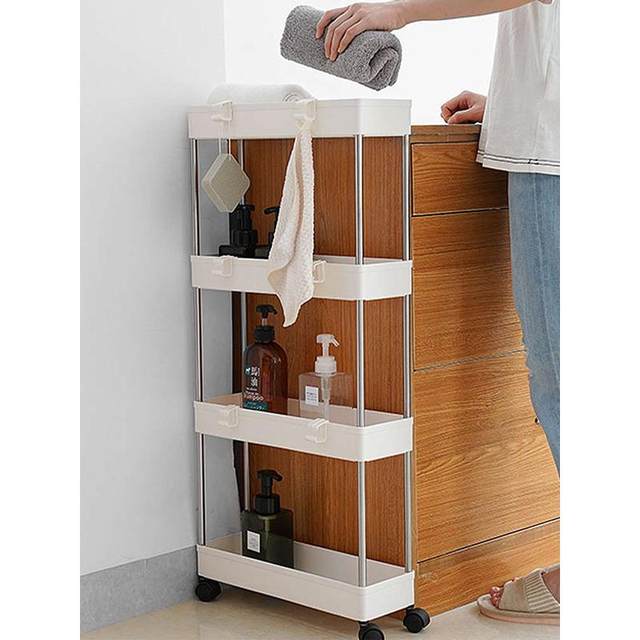 Seamless storage rack kitchen seasoning vegetable basket bathroom floor-standing gap multi-layer cart narrow-slit storage rack