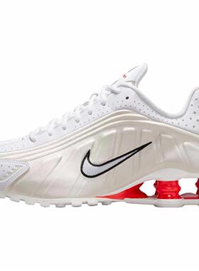 Nike Shox R4 Sail Crimson 舒适防滑 低帮 休闲跑步鞋 女款 白色