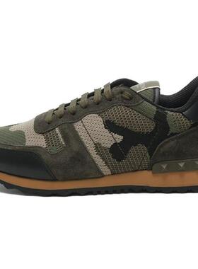 Valentino/华伦天奴 Rockrunner 网格布低帮运动休闲鞋男款绿迷彩