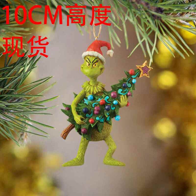 Cross-Border New Model Christmas Green-Haired Monster Grinch Christmas Hanging Ornament Resin Decoration Creative Christmas Decoration Cross-Border New Model Christmas Green-Haired Monster Grinch Christmas Hanging Ornament Resin Decoration Creative Christmas Decoration