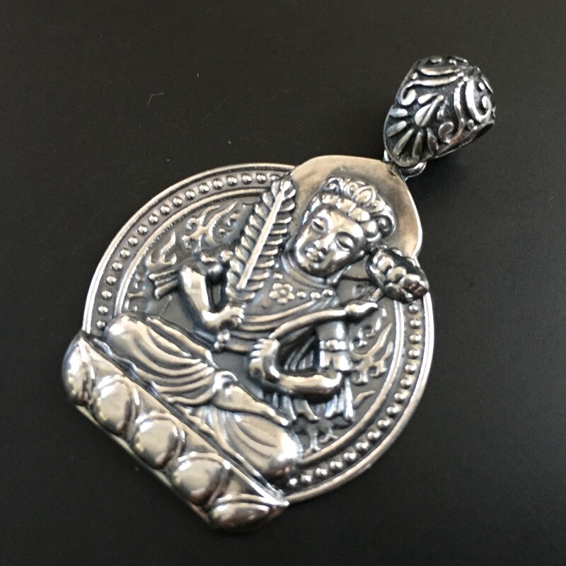 (Binding Price) 990 Foot Silver Void Tibetan Bodhisattva Heart Sutra Zen Pendant Sterling Silver Carving DA31
