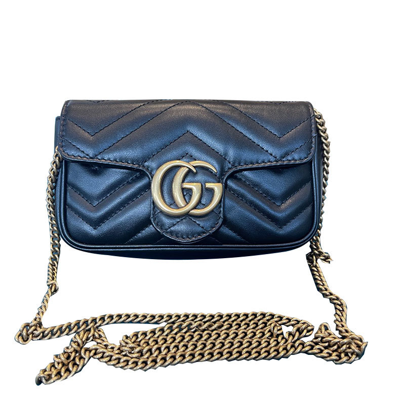 [95% New] Gucci Marmont Gg Mini Black and Gold Women's Shoulder Bag Authentic from the Boutique
