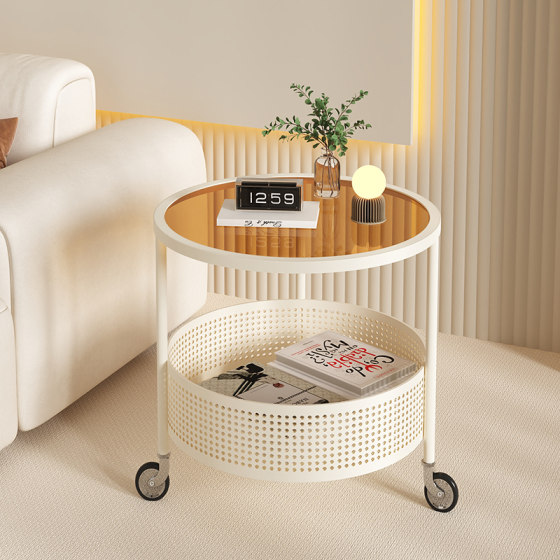 奶油风可移动小茶几客厅家用沙发边几小户型简约现代阳台小圆桌