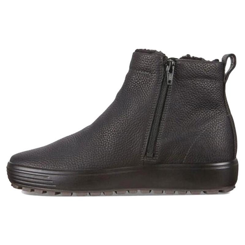 ecco爱步 二层牛皮 耐磨保暖 短筒 雪地靴 男款 黑色