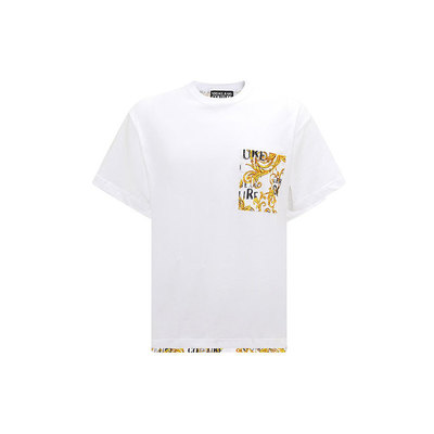 VERSACE JEANS COUTURE SS23 拼色字母Logo印花圆领短袖T恤 男款