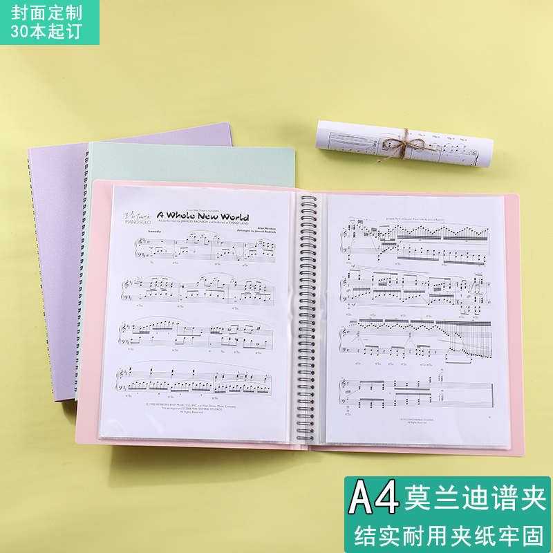厂家直销A4莫兰迪乐谱夹：透明插页袋钢琴谱夹，学习办公收纳神器！