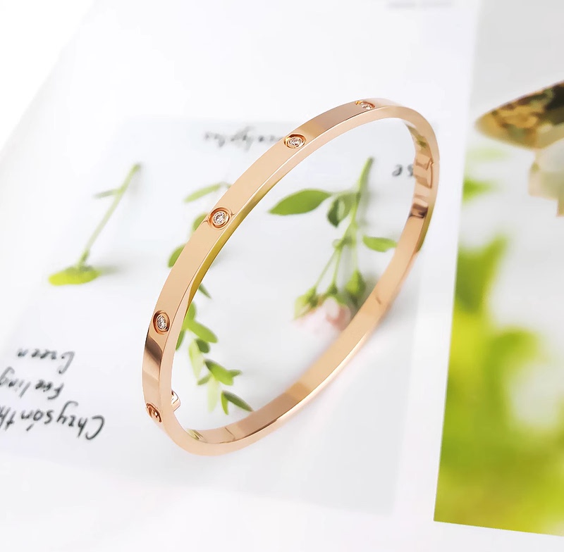 List Price 73,500, 9.8 New Cartier/Love Series Bracelet, Narrow Version with Ten Diamonds, Size 17