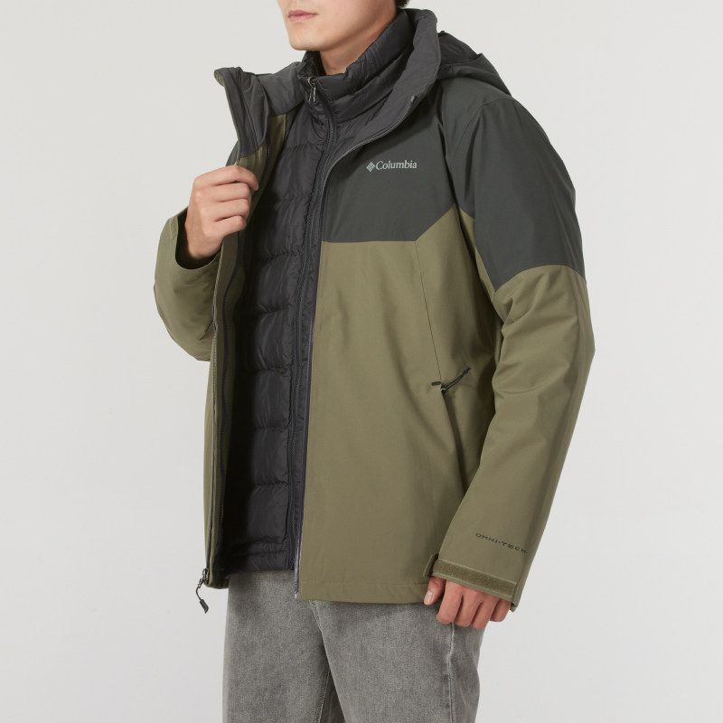 哥伦比亚冲锋衣男冬季户外防水防风保暖可拆卸羽绒内胆三合一外套