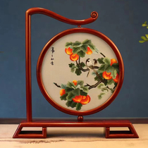 Suzhou embroidery finely polished pure handmade rosewood double-sided embroidery ornament Everything goes as you wish Chinese style craft gift