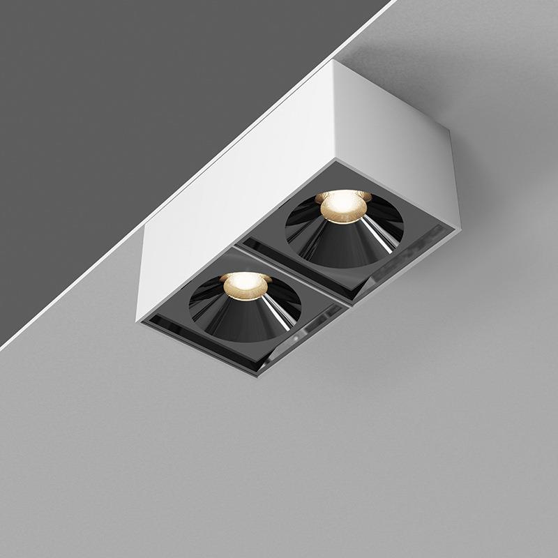 Exposed double-head square spotlight downlight bold lamp bean gall lamp no opening no main light home living room bedroom grille