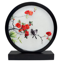 Fine Suzhou embroidery pure handmade double-sided embroidery table screen Happy Eyebrows new Chinese style ornaments gift box collection for gift giving