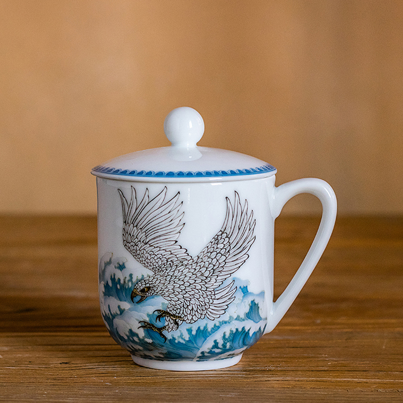 Rare Official Kiln Wool porcelain tea cup Department 60s Old porcelain Hongjiang Ball Clay Hand Painted with lid Victory Cup Home delivery courtesy-Taobao