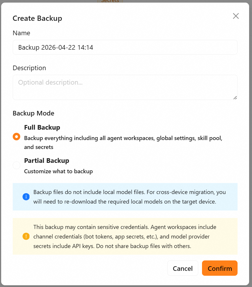 Create a full backup