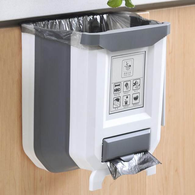 Kitchen special trash can hanging household large foldable wall-mounted cabinet door kitchen waste sorting storage basket