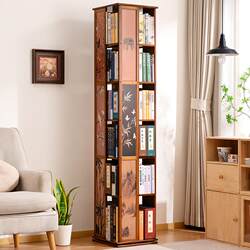 Pull-Out Cover for Living Room, Simple Rotating Bookshelf, Floor-Standing Bookcase with a Light Luxury and High-End Feel, Children's Picture Book Rack, Storage Rack