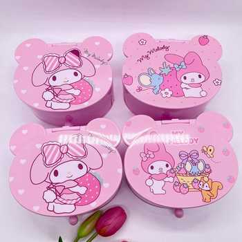 Cute pink girl heart melody storage box desktop mirror flip mirror + drawer box prize gift box
