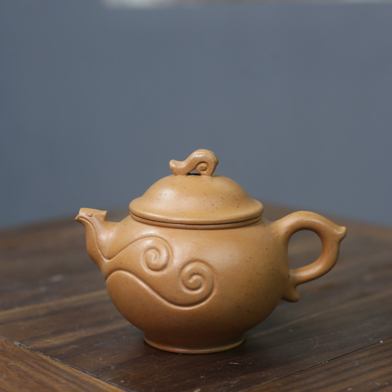 Fengming pot, purple sand, sunflower, yellow and vermilion mud, assistant craftsman, Mr. Fu, pure handmade famous authentic teapot