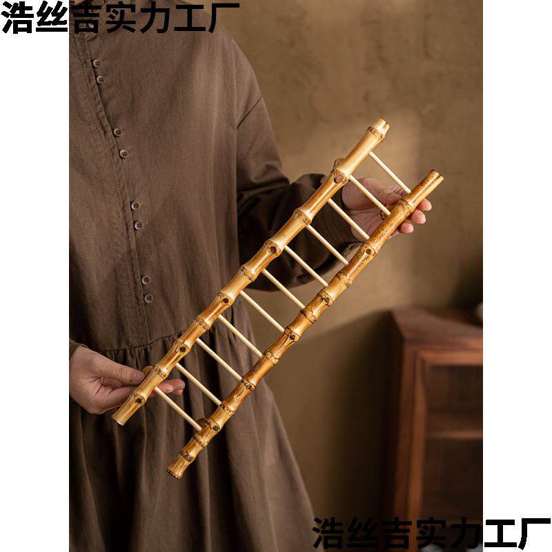 Tea cup rack, tea set storage rack, cup drain rack, bamboo whip drying cup rack, new house decoration, step by step bamboo ladder ornaments