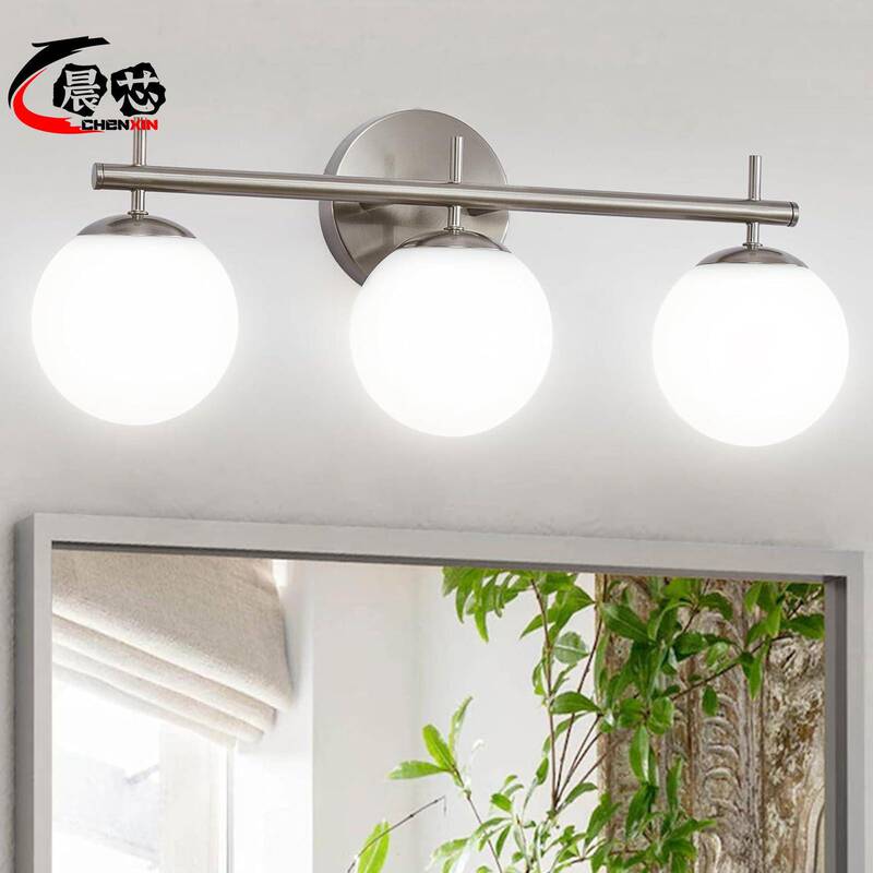 Bathroom Mirror Cabinet Light Brushed Nickel Bathroom Vanity Light with Milky White Frosted Glass Lamp Mid-Century Modern Wall Light Bathroom Mirror Cabinet Light Brushed Nickel Bathroom Vanity Light with Milky White Frosted Glass Lamp Mid-Century Modern Wall Light