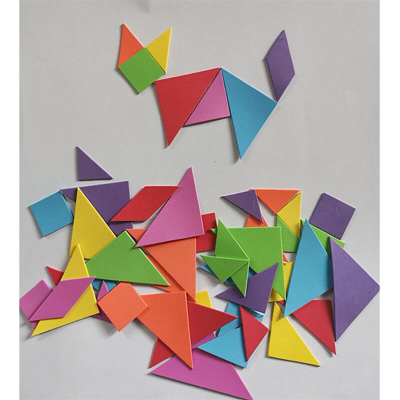 Tangram Puzzle Templates with Self-Adhesive Stickers, Geometric Shapes, Educational Tools for Elementary and Middle School