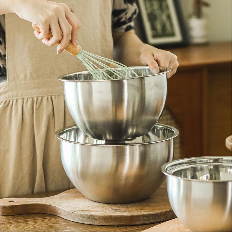 304 Stainless Steel Mixing Bowl for Home Use, Cream Whipping Bowl, Kitchen Baking Salad Bowl, Dough Kneading Bowl 304 Stainless Steel Mixing Bowl for Home Use, Cream Whipping Bowl, Kitchen Baking Salad Bowl, Dough Kneading Bowl
