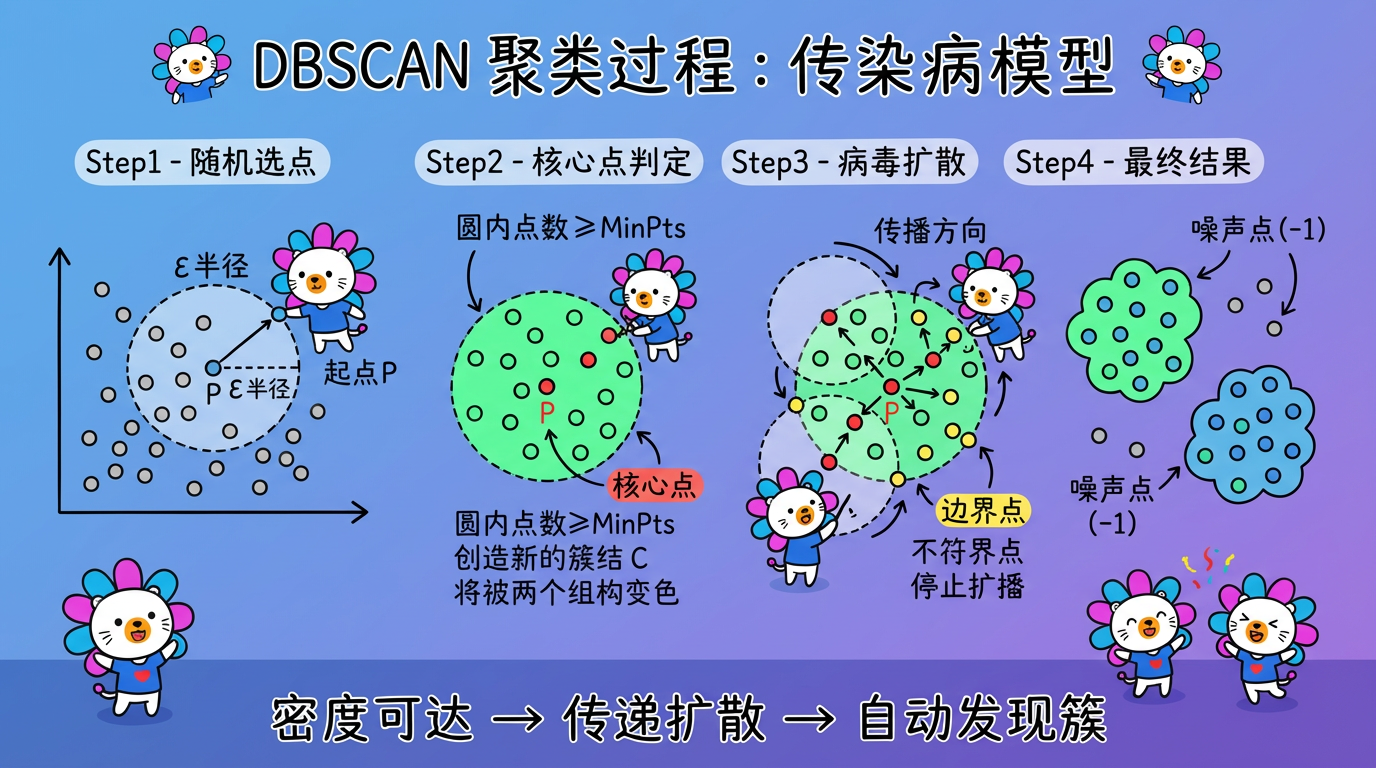 DBSCAN 聚类过程