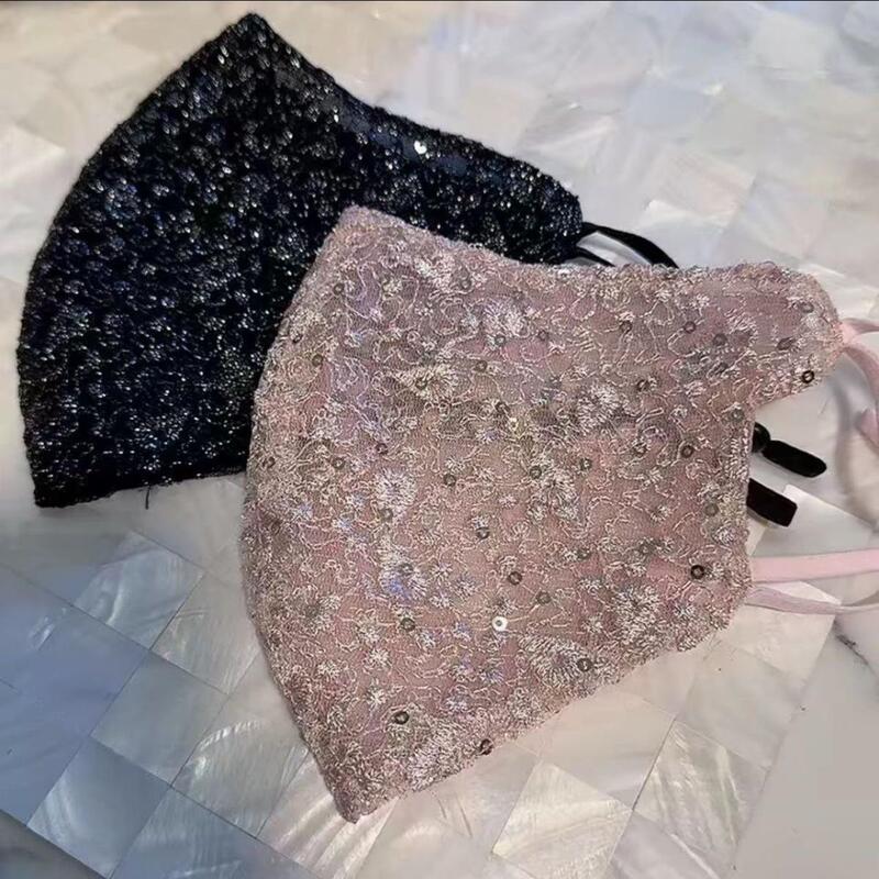 Korean-Style Rhinestone Lace Tassel Mask for Female Streamers, High Aesthetic Value, Three-Dimensional Design, Windproof and Dustproof Veil, Thin Summer Version Korean-Style Rhinestone Lace Tassel Mask for Female Streamers, High Aesthetic Value, Three-Dimensional Design, Windproof and Dustproof Veil, Thin Summer Version