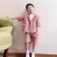 Boys summer suit two-piece birthday loose casual boy flower girl children's short-sleeved shorts breathable three-piece suit