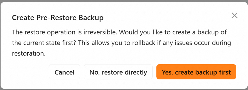 Create a pre-restore backup