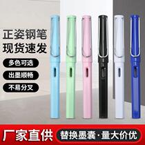 Plastic shell pen student positive posture pen can absorb ink ink bag advertising office pen LOGO