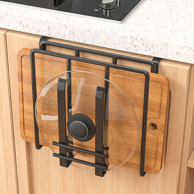 Kitchen storage rack cutting board placement rack cutting board rack cabinet door pot cover rack chopping rack cabinet storage rack no hole drilling