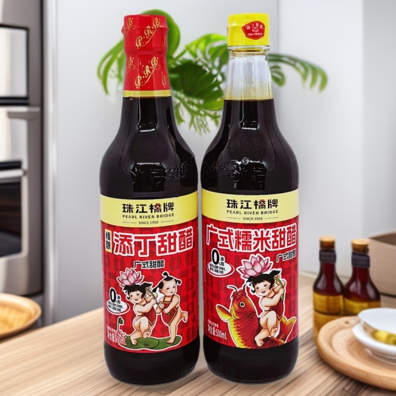 Pearl River Bridge Fine Brewing Sweet Vinegar Glutinous Rice Sweet Vinegar Cantonese Sweet Vinegar 500ml Glass Bottled Pig's Foot Ginger Yuezi Vinegar