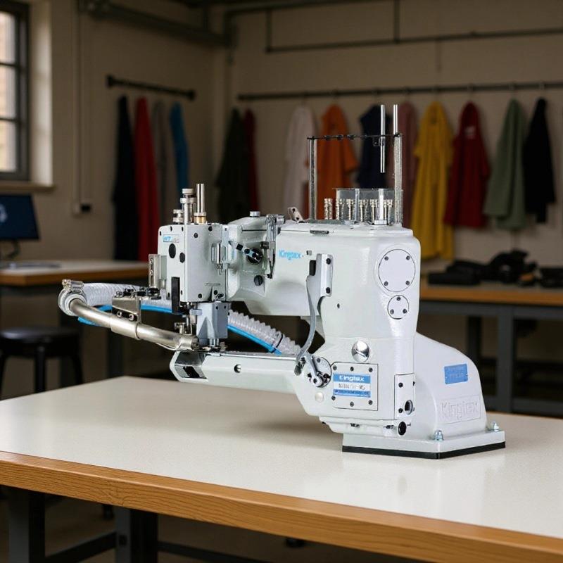 Taiwan Brand Four-Needle Six-Thread Patchwork Sewing Machine with Curved Arm for Seamless Splicing and Decorative Sewing