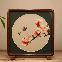 Suzhou embroidery pure handmade double-sided embroidery simple table Magnolia new Chinese style ornaments handicrafts collection gifts