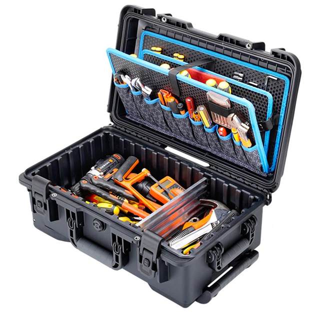 .Industrial grade trolley tool box hand-pull mobile maintenance multi-function luggage drag storage bag with wheels