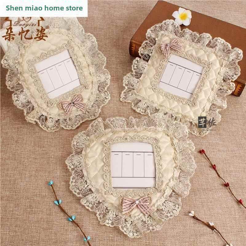 European-Style Lace Embroidery Switch Cover, Quilted Fabric Switch Cover, Dustproof Cover, Decorative Wall Sticker, Socket Protective Cover