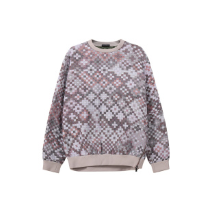 ARMANI 男款 阿玛尼 格纹圆领运动卫衣 白灰色拼色 FW22 EMPORIO