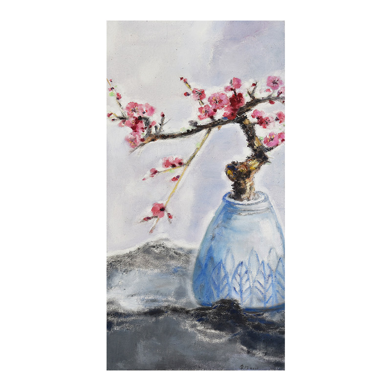 Middle Dragon Art Hand-painted Floral Oil Painting Original Lonelink Li Tine Plum Blossom Living Room Decoration Painting Collection Dining Hall Painting National Tide