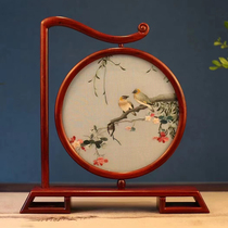Suzhou embroidery finely polished pure handmade rosewood double-sided embroidery ornament Birds and Flowers Chinese style craft gift