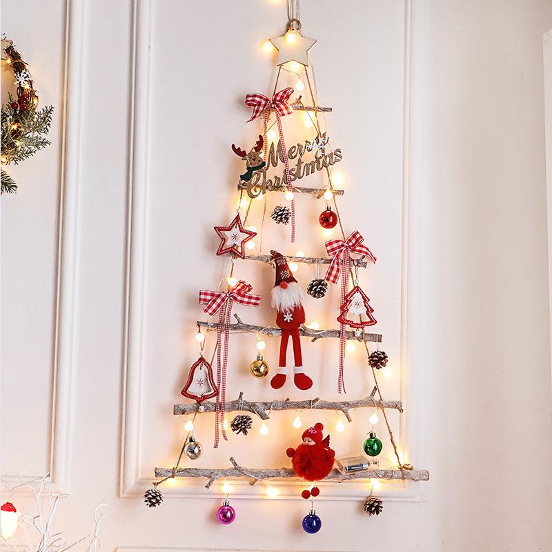 Wooden Christmas Tree Decoration Pendant Creative DIY Christmas Ornament Christmas Decorations Window Wall Christmas Tree