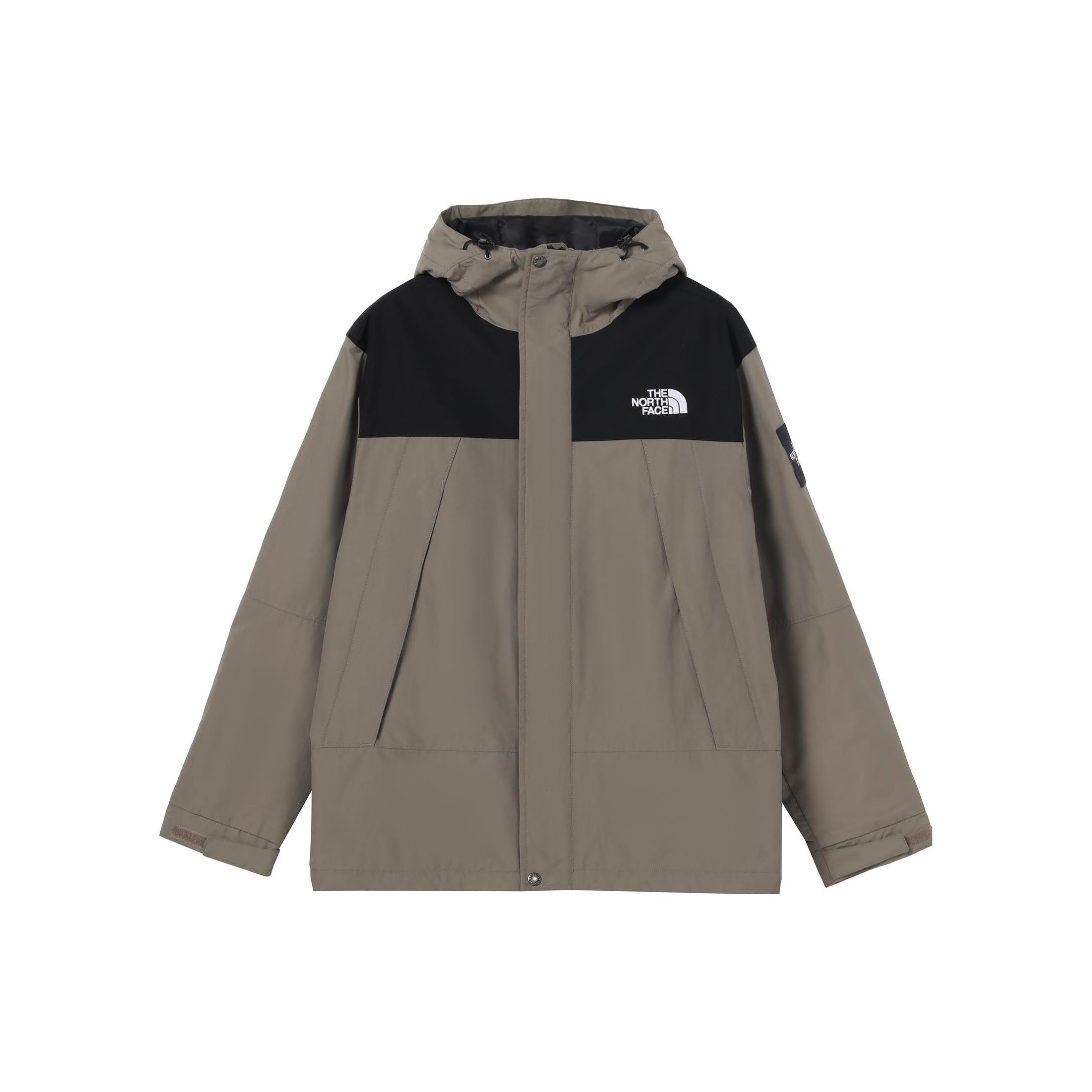 北面/THE NORTH FACE SS23 Logo印花拼色连帽冲锋衣夹克外套 橄榄