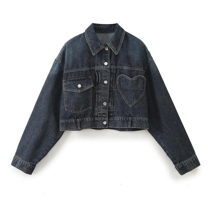 Heart-Shaped Pocket Denim Top Straight Leg Denim Suit Heart-Shaped Pocket Denim Top Straight Leg Denim Suit