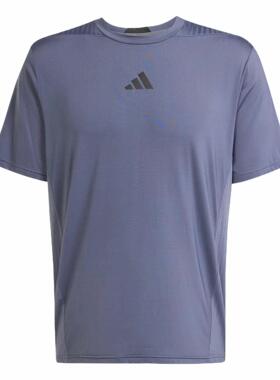 adidas Climacool 纯色Logo印花凉爽干燥舒适短袖T恤 男款 灰色
