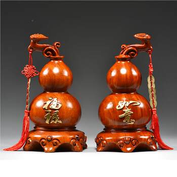 Huali real carved gourd ornaments ruyi living room wooden xuan gg01055 carved off tv cabinet decoration crafts industry joe
