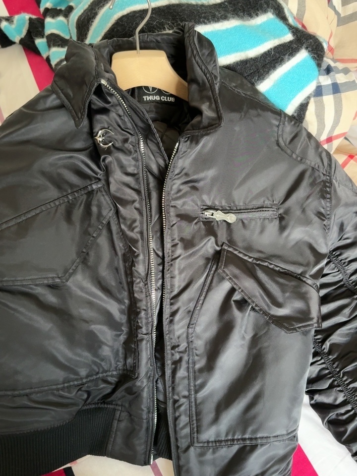 Thug club 24FW 金属logo飞行夹克棉服bomber MA-1外套立体版型