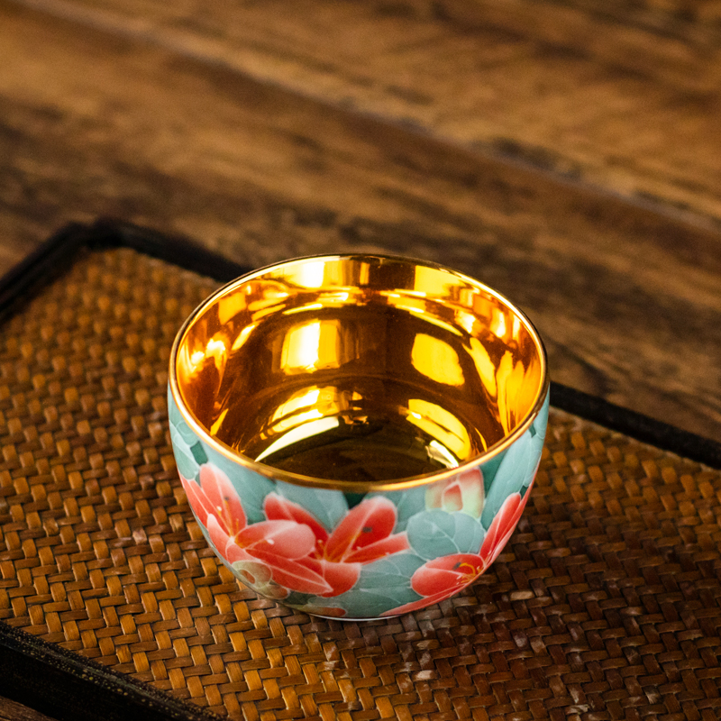 999 Pure Gold Hand-painted gold craftsmanship First person Xiao Jianhui to sign the bottom of the master's cup high-end sparkling-Taobao