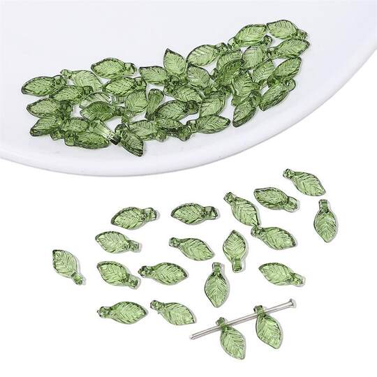 10 Japanese-Style Versatile Green Transparent Small Leaf Acrylic DIY Handmade Jewelry Earring Accessories Materials